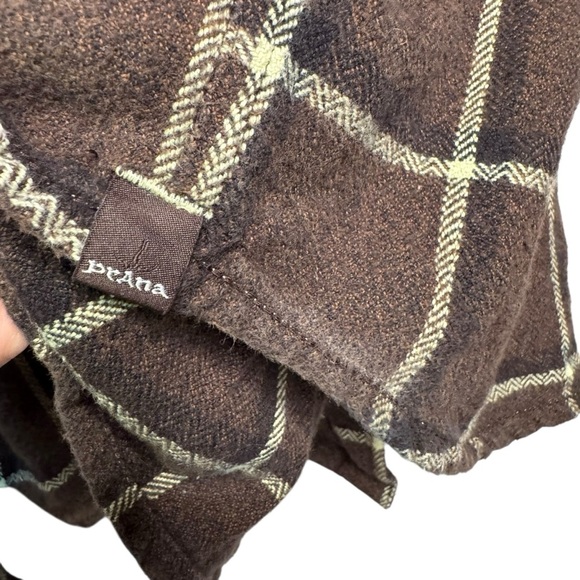 Prana Breathe Mens Brown White Button Up Shacket Flannel Shirt XL Cotton - Picture 4 of 7